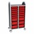 Profile Series Double-Wide Mobile Classroom Storage Tower - 12 Small & 6 Large Bins - Translucent Red