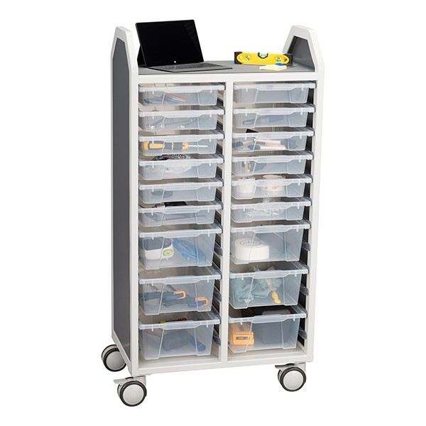Profile Series Double-Wide Classroom Storage Tower w/ 12 Small & 6 Large Bins (28 1/4" x 49 1/2" H)