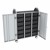 Profile Series Triple-Wide Mobile Classroom Storage Tower w/ Doors - 18 Large Bins - Translucent Graphite