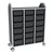Profile Series Triple-Wide Mobile Classroom Storage Tower - 18 Large Bins - Translucent Graphite