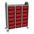 Profile Series Triple-Wide Mobile Classroom Storage Tower - 18 Large Bins - Translucent Red