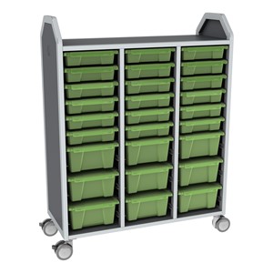 Profile Series Triple-Wide Mobile Classroom Storage Tower - 18 Small & 9 Large Bins - Translucent Green Apple
