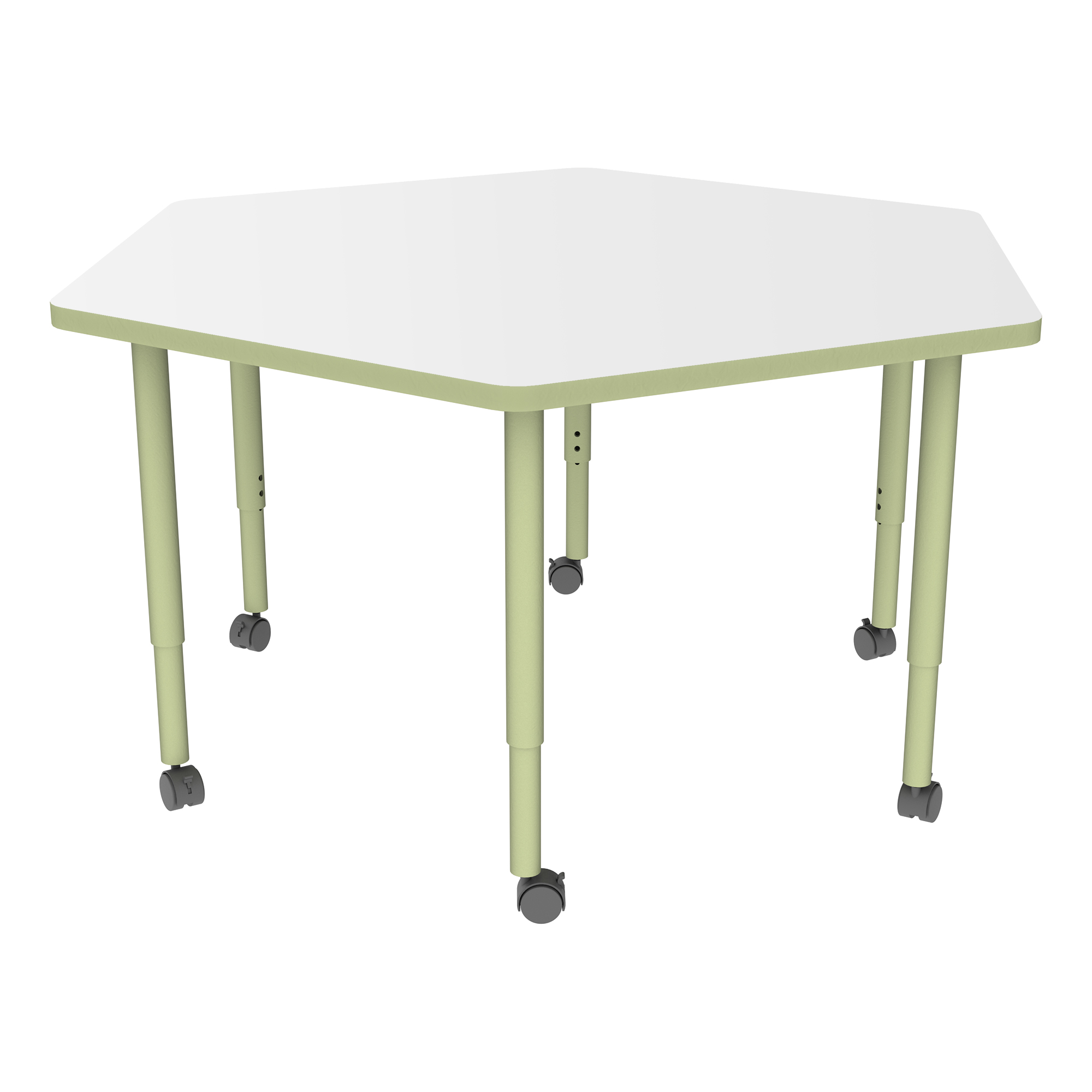Whiteboard Hex Table, Adjustable, 48in, Collaborative