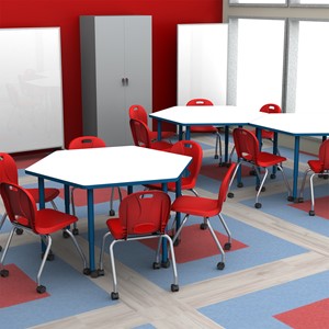 Shapes Accent Series Hex Collaborative Table w/ Whiteboard Tops