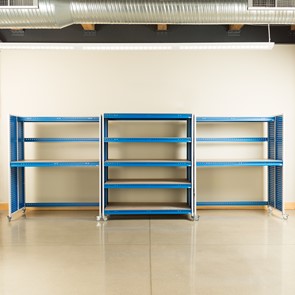 Creation Station Set - Two Tall Workbenches (60" L x 30" D x 70" H) & One Shelving Unit (60" L x 30" D x 70" H)