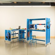 Creation Station Set - One Tall Workbench (60" L x 30" D x 70" H), One Workbench (30" L x 30" D x 36" H), One Workbench (60" L x 30" D x 36" H)