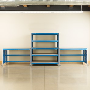 Creation Station Set - One Shelving Unit (60" L x 30" D x 70" H) & Two Workbenches (60" L x 30" D x 36" H)