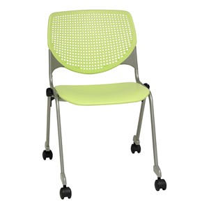 Energy Series Perforated Back Mobile Stack Chair w/o Arms - Lime Green