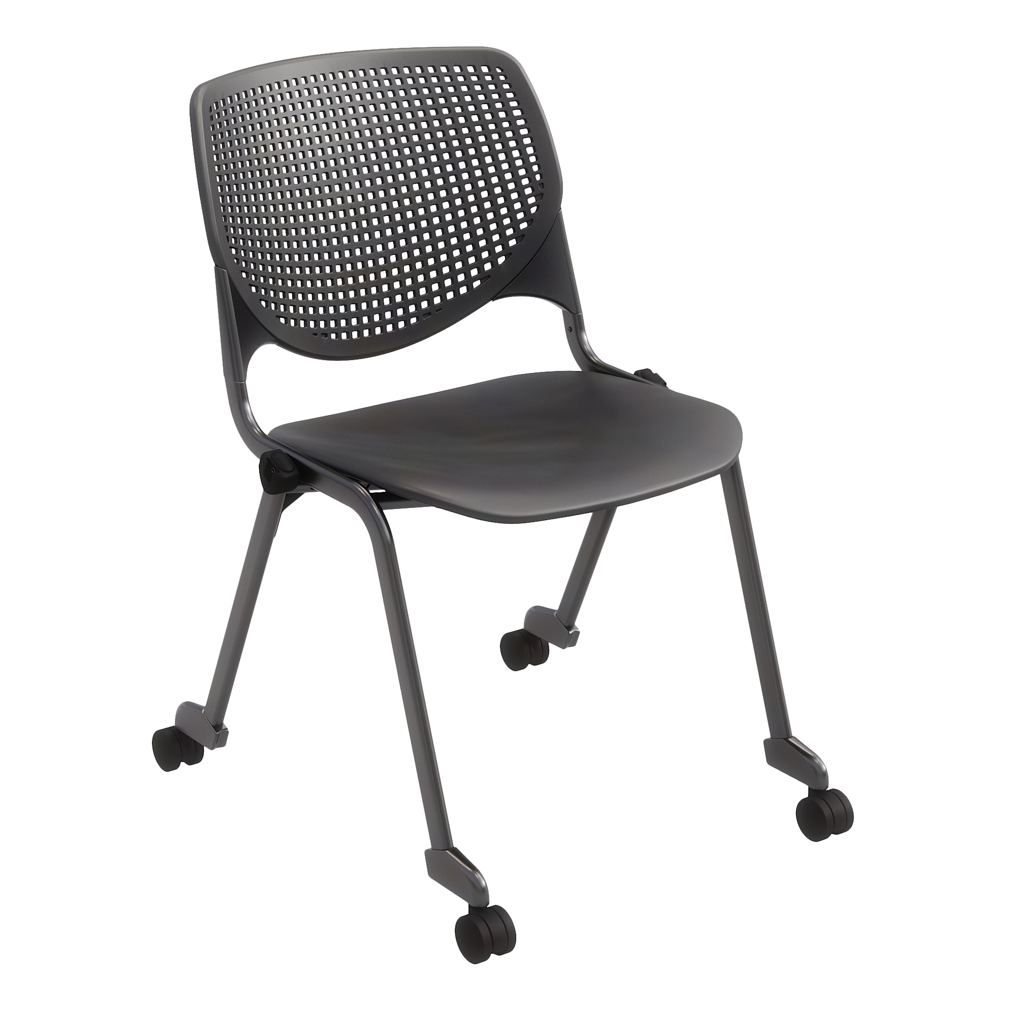 Energy Series Perforated Back Mobile Stack Chair w/o Arms - Black