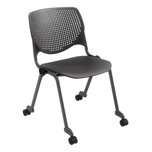 Energy Series Perforated Back Mobile Stack Chair w/o Arms - Black