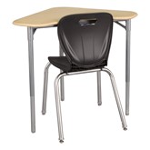 Boomerang Collaborative Desk w/o Wire Box & 18'' Shapes Series School Chair Set 