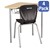 Boomerang Collaborative Desk w/ Wire Box & 18" Shapes Series School Chair Set – Four Desks/Chairs
