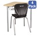 Boomerang Collaborative Desk w/ Wire Box & 18" Shapes Series School Chair Set – Four Desks/Chairs