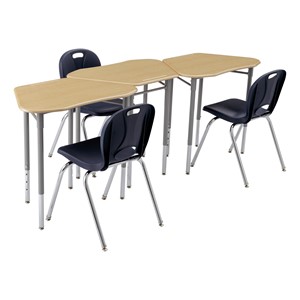 Hex Collaborative Desk - Sugar Maple - Grouped - Chairs not included