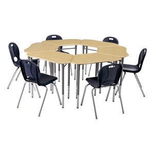 Hex Collaborative Desk - Sugar Maple - Grouped (71 1/8" diameter) - Chairs not included