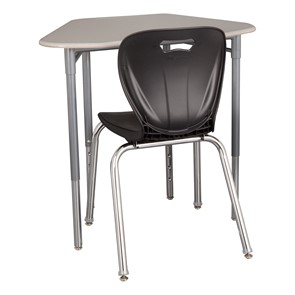 Hex Collaborative Desk w/o Wire Box & 18" Shapes Series School Chair Set 