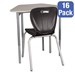 Hex Collaborative Desk w/o Wire Box & 18" Shapes Series School Chair Set – 16 Desks/Chairs