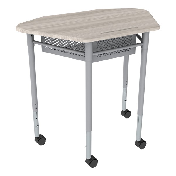 Hex Collaborative Desk with Perforated Metal Bookbox - shown with 4 optional casters