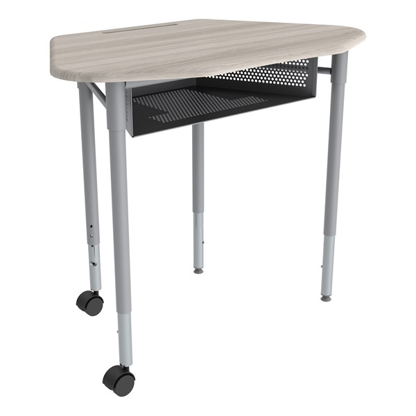 Hex Collaborative Desk with Perforated Metal Bookbox - Shown with 2 optional casters
