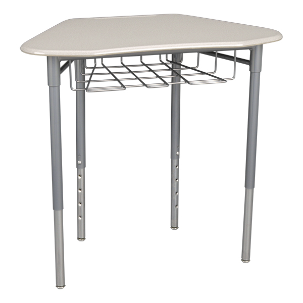 Hex Collaborative Desk w/ Wire Box - Gray Spectrum