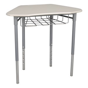 Hex Collaborative Desk w/ Wire Box - Gray Spectrum