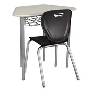 Hex Collaborative Desk w/ Wire Box & 18" Shapes Series School Chair Set