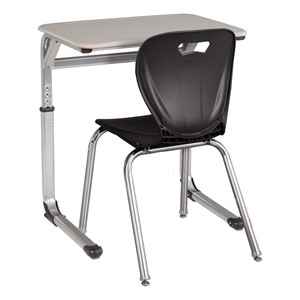 Rectangle Cantilever Desk w/ Curved Edge & 18-inch Shapes Series School Chair Set
