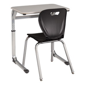 Rectangle Cantilever Desk w/ Curved Edge & 18" Shapes Series School Chair Set 