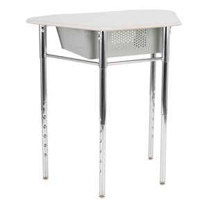Hex Collaborative Desk w/ XL Perforated Metal Book Box & Chrome Upper Frame w/ Glides - Back