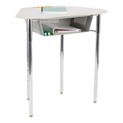 Hex Collaborative Desk w/ XL Perforated Metal Book Box & Chrome Upper Frame w/ Glides
