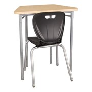 Trapezoid Collaborative Desk & 18" Shapes Series School Chair Set