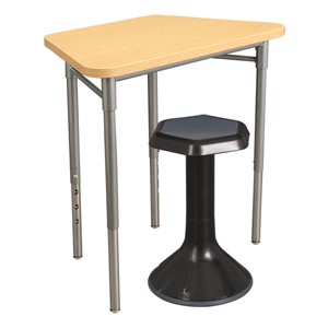 Trapezoid Collaborative Desk & 18" Active Learning Stool Set