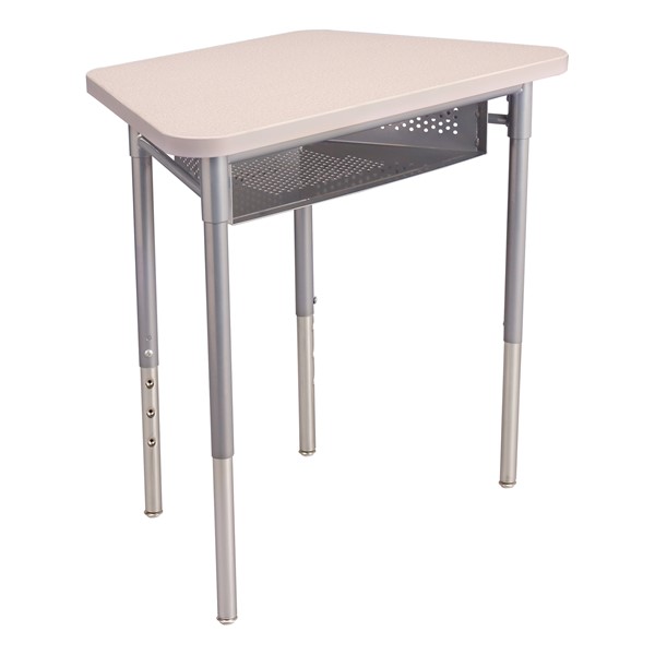 Trapezoid Collaborative Desk w/ Perforated Metal Book Box & 18" Shapes Series School Chair Set â 16 Desks/Chairs - Desk - Gray spectrum
