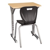 Adjustable-Height Y-Frame Desk & 18'' Shapes Series School Chair Set 