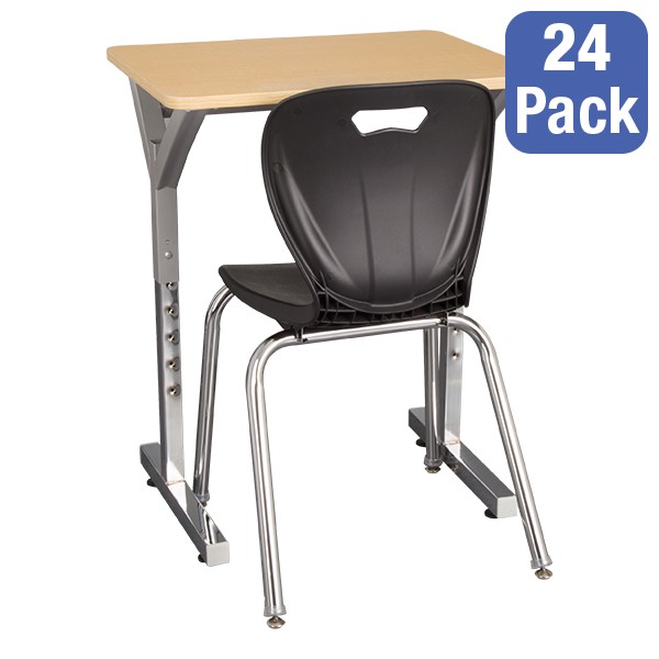 Adjustable-Height Y-Frame Desk & 18" Shapes Series School Chair Set â 24 Desks/Chairs