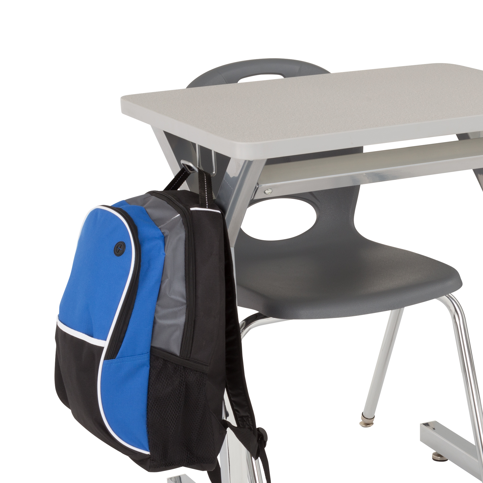 Adjustable-Height Y-Frame Desk - Backpack hook