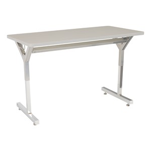 Adjustable-Height Y-Frame Two-Student Desk and 18-Inch Profile Series School Chair Set - Desk - Gray Spectrum
