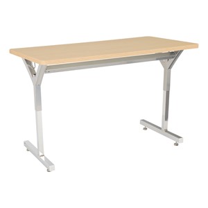 Adjustable-Height Y-Frame Two-Student Desk and 18-Inch Profile Series School Chair Set - Desk - Sugar Maple