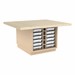 Four-Station Workbench w/ Tote Trays & Maple Grain High-Pressure Laminate Top - w/o Doors
