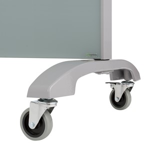 Double-Sided Tempered Glass Partition (36" L x 72" H ) - Red - Wheels
