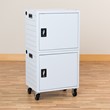 Shapes Series 12-Device Wall Mount Charging Cabinet - Set of Two Cabinets & Stacking Mobility Kit (Light Gray)