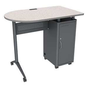 Standing-Height Compact Mobile Teacher Desk w/ Graphite Frame & Gray Nebula Top