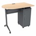Standing-Height Compact Mobile Teacher Desk w/ Graphite Frame & Maple Top