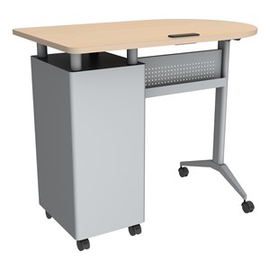 Standing-Height Compact Mobile Teacher Desk - front of unit