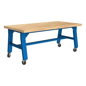 Ideate Series A-Frame Table w/ Butcher Block Top (31" H) - Brilliant Blue