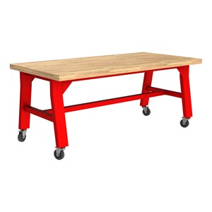 Ideate Series A-Frame Table w/ Butcher Block Top (31" H) - Red