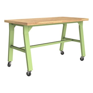 Ideate Series A-Frame Table w/ Butcherblock Top (43" H) - Green Apple