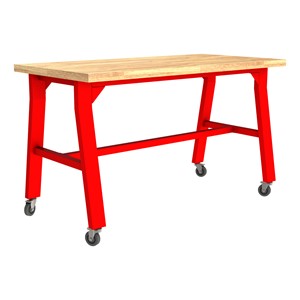 Ideate Series A-Frame Table w/ Butcherblock Top (43" H) - Red