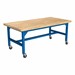 Ideate Series Industrial Table w/ Butcher Block Top (31" H) - Brilliant Blue