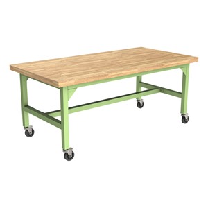 Ideate Series Industrial Table w/ Butcher Block Top (31" H) - Green Apple